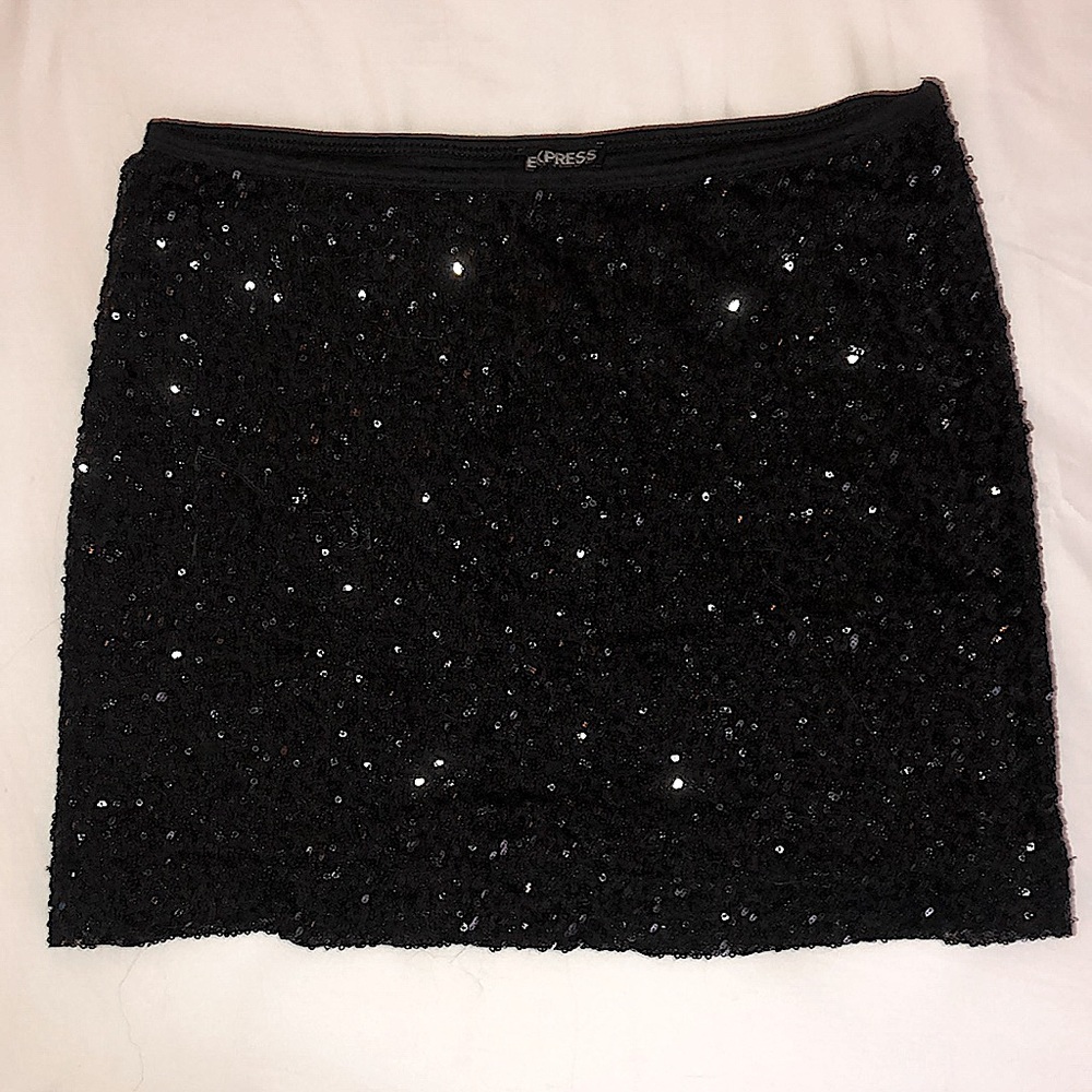 Sequin Black Mini Skirt